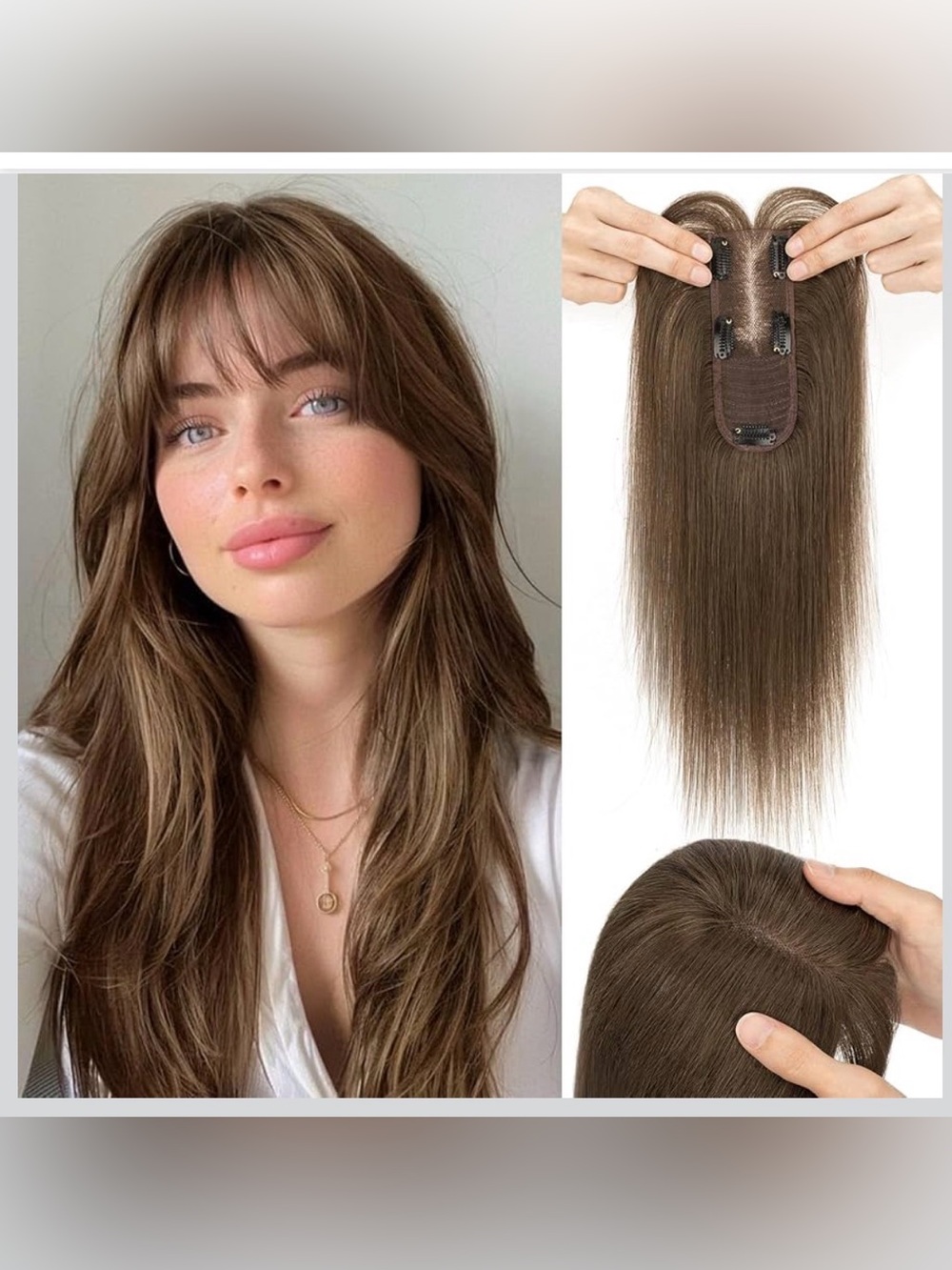 BNWT Brown Clip-In Hair Topper for Women - Natural Brown